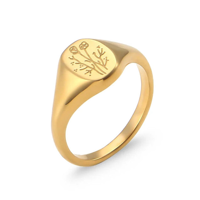 Gravierter Ring Wildblume Wildblume