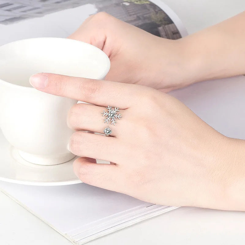 Schneeflockenring für Damen aus Silber