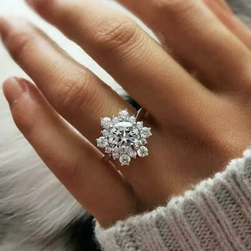 Schneeflockenring Damen Winter Silber Zirkone