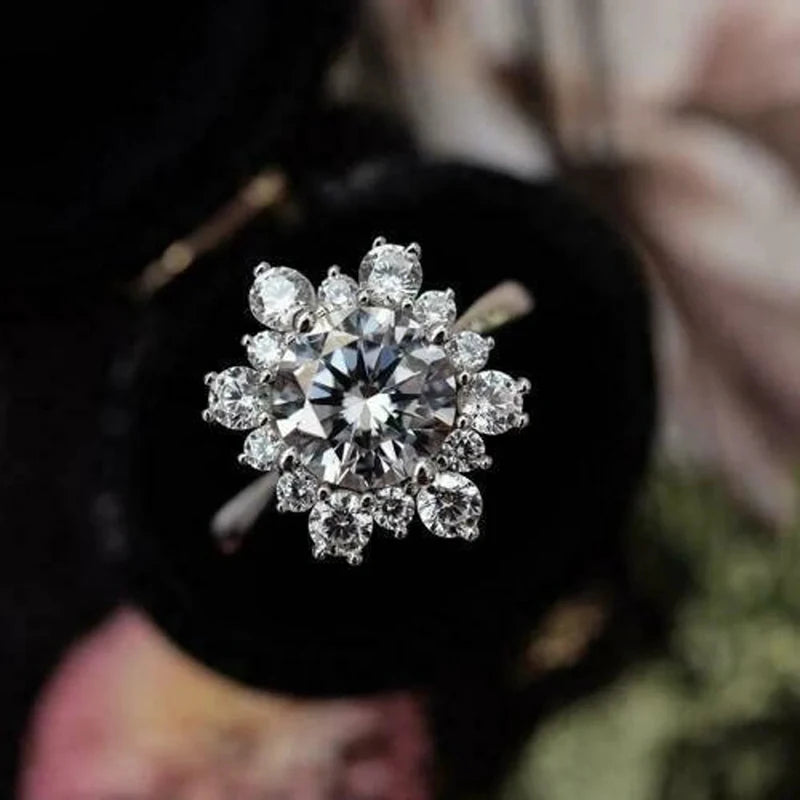 Schneeflockenring Damen Winter Silber Zirkone