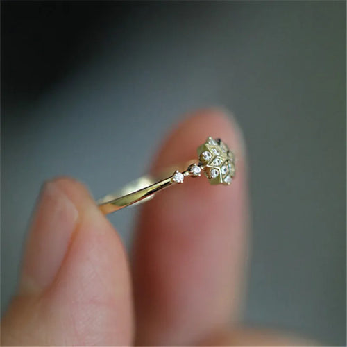 Damen Schneeflocken Ring Winter Gold