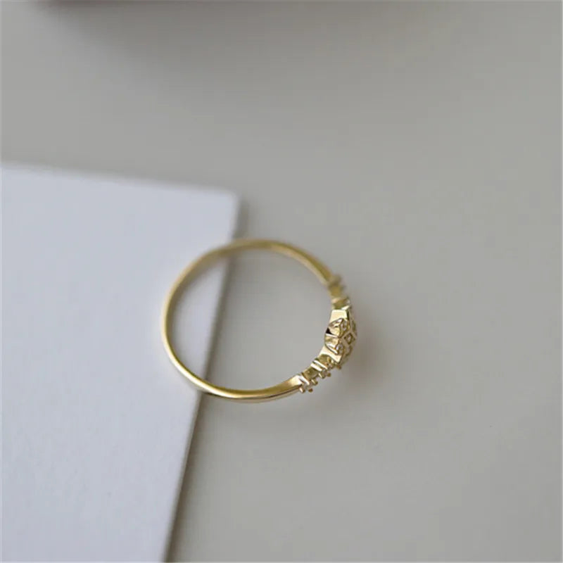 Damen Schneeflocken Ring Winter Gold