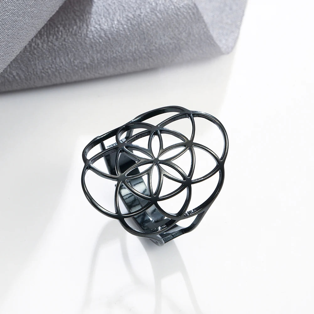 Lebenssamen Ring Damen Ring Schwarz