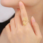 Ring Lebenssamen Frau Blume Mandala Gold