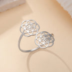 Ring Lebenssamen Frau Blume Mandala Silber