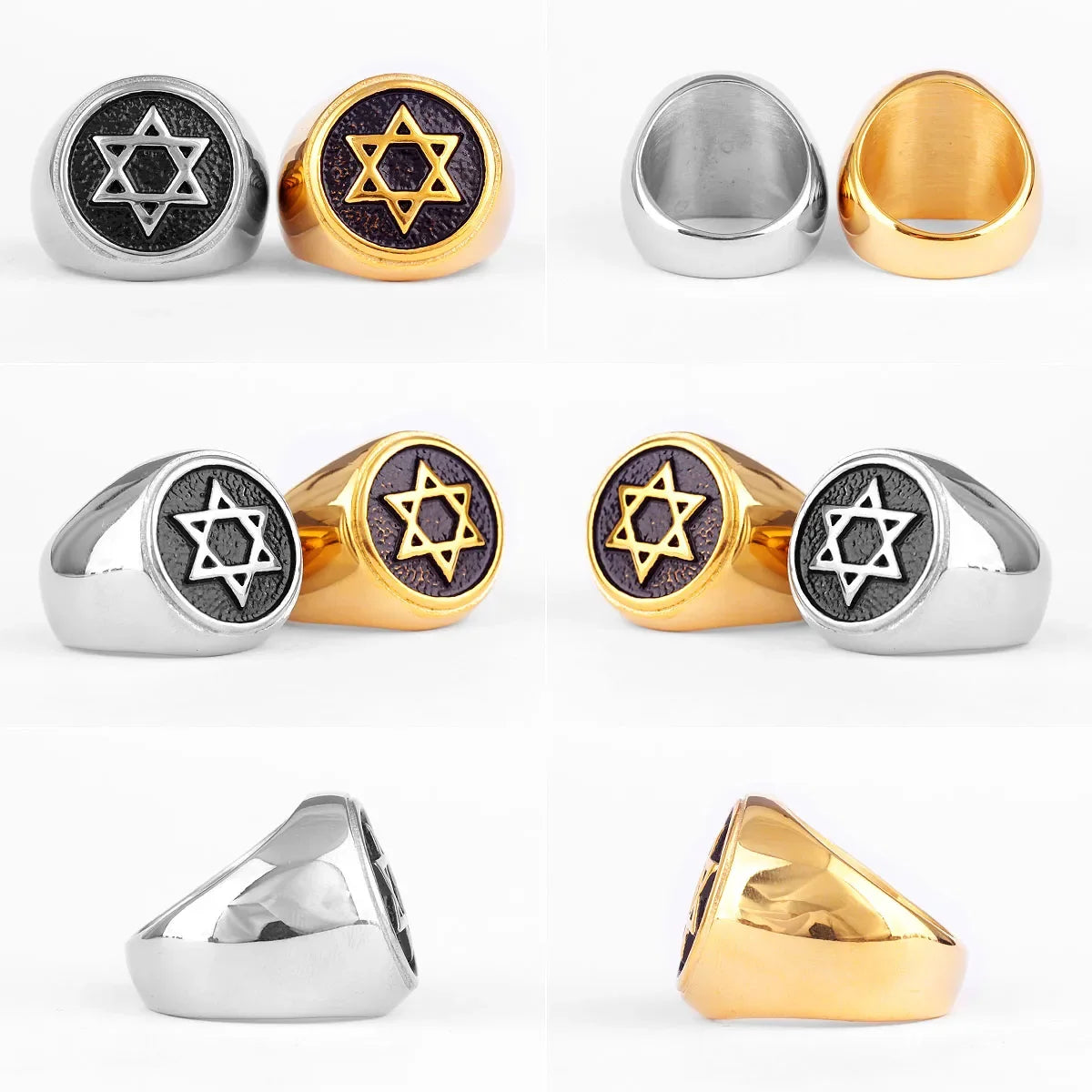Gravierter Ring mit dem <span data-glossary-id="etoile-de-david">Davidstern</span>, jüdisches Symbol