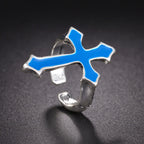 Herrenring Siegelring Christliches Kreuz blau