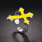 Herrenring Siegelring Christliches Kreuz gelb