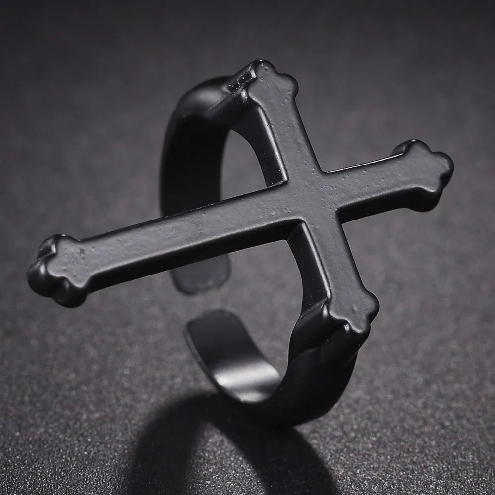 Herrenring Siegelring Christliches Kreuz schwarz