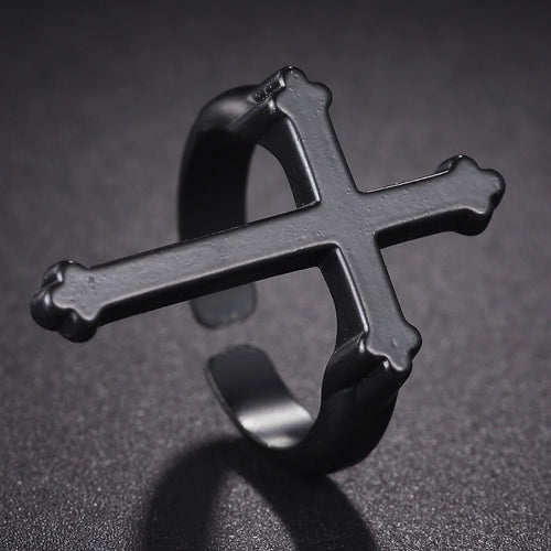 Herrenring Siegelring Christliches Kreuz schwarz
