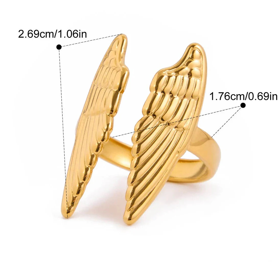 Breiter Ring mit Engelsflügeln