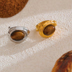 Breiter verstellbarer Ring mit Tigerauge-Stein Silber