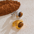 Breiter verstellbarer Ring mit Tigerauge-Stein Gold