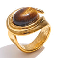 Breiter verstellbarer Ring mit Tigerauge-Stein Gold