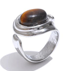 Breiter verstellbarer Ring mit Tigerauge-Stein Silber