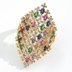 Breiter Regenbogen-Damenring aus Silber