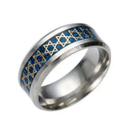 Breiter Herrenring mit <span data-glossary-id="etoiles-de-david">Davidstern</span>, jüdisches Symbol, Blau