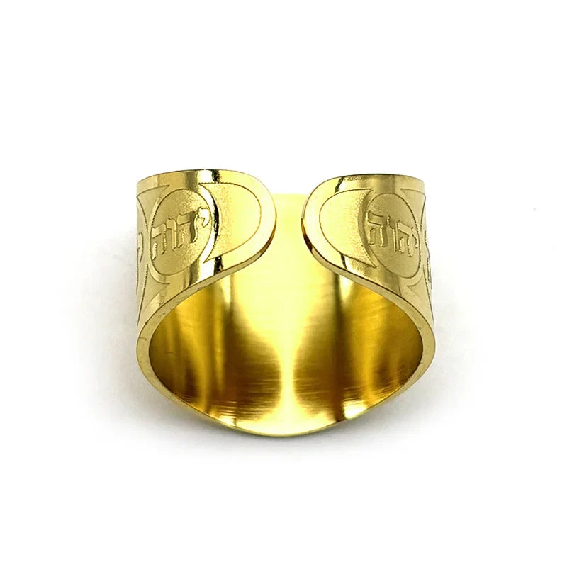 Breiter Unisex-Ring mit hebräischer jüdischer Gravur