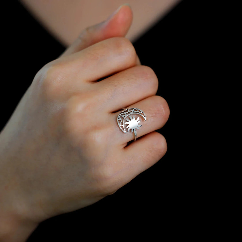 Mond- und Sonnenring Silber