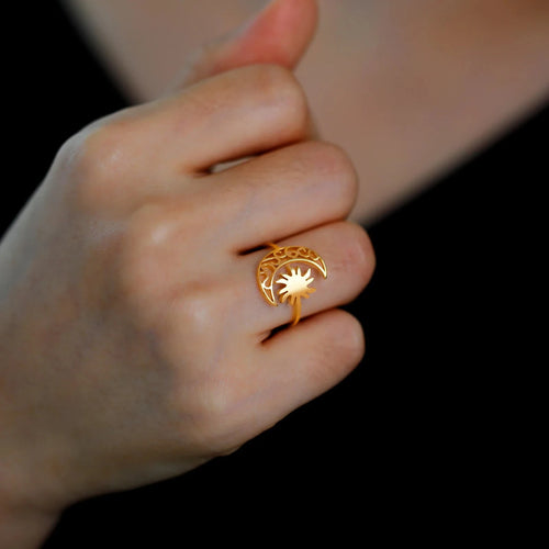 Mond- und Sonnenring Gold