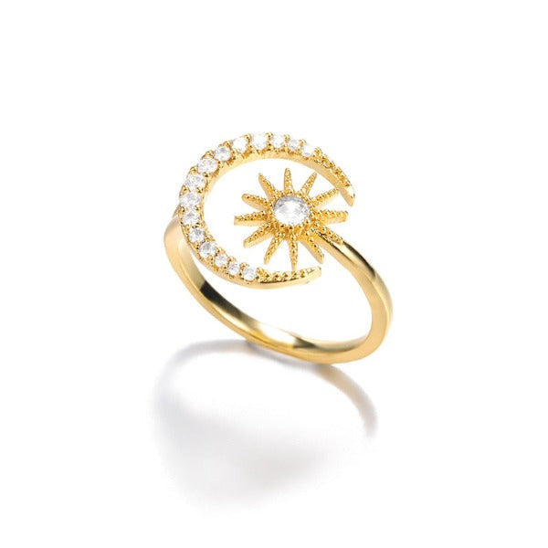 Mondring Damen Ring Sterne Sonne Gold