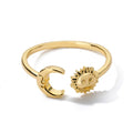 Mond Sonne Sterne Damenring Gold