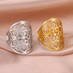 Mandala-Ring für Damen, Blumenring aus Gold