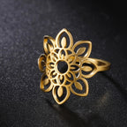 Mandala Damenring Siegelring Gold