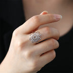 Mandala Damenring Siegelring Silber