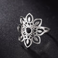 Mandala Damenring Siegelring Silber