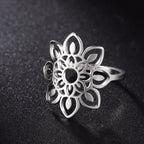 Mandala Damenring Siegelring Silber