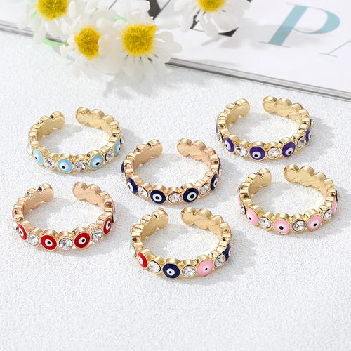 Türkisblauer Nazar-Amulett-Ring im Boho-Stil