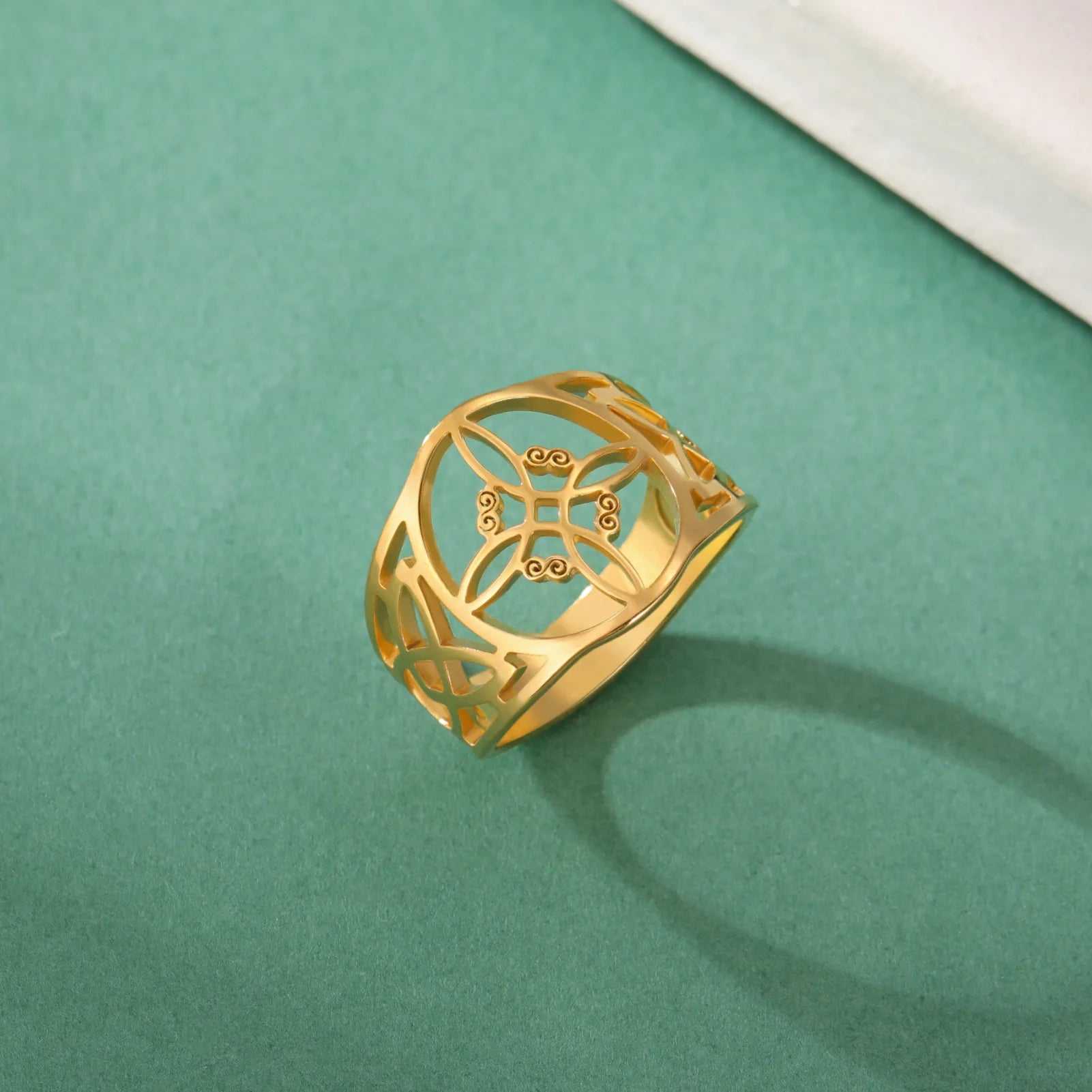 Hexenknotenring Damen Schutzring Wiccan Gold