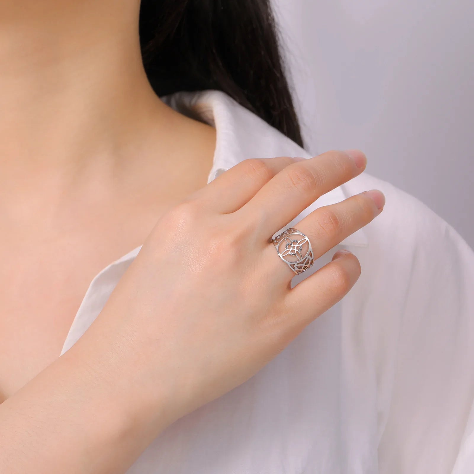 Hexenknotenring Damen Schutzring Wiccan Silber