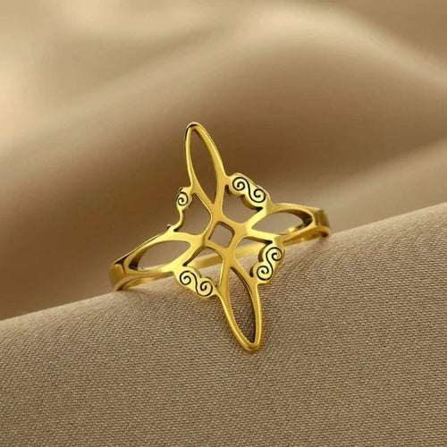 Feiner Hexenknoten-Ring aus Gold