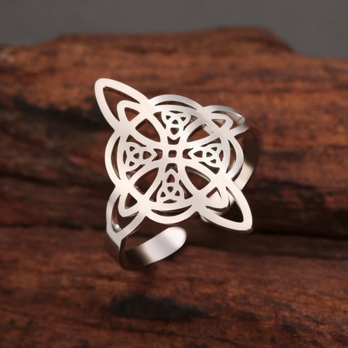 Hexenknotenschutzring Damen Wicca Silber