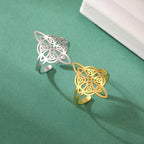 Hexenknotenschutzring Damen Wicca Gold