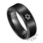 Schwarzer Ring mit dem <span data-glossary-id="etoile-de-david">Davidstern</span>, jüdisches Symbol