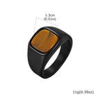 Anello quadrato e pietra occhio di tigre nera