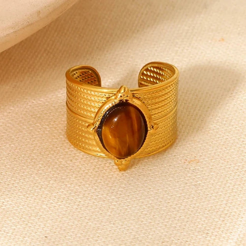 Damenring Tigerauge Gold