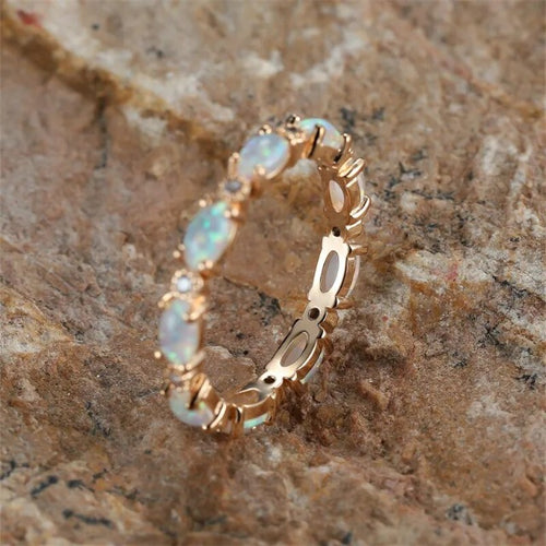 Opalring für Damen in Weiß