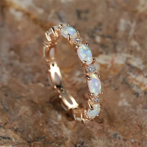 Opalring für Damen in Weiß
