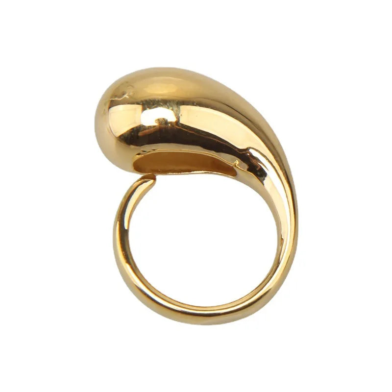 Origineller Ring großer Wassertropfen gold