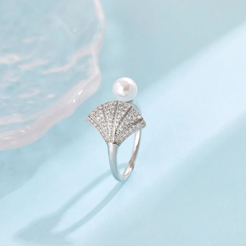 Ring Jakobsmuschel und Perle Muschel