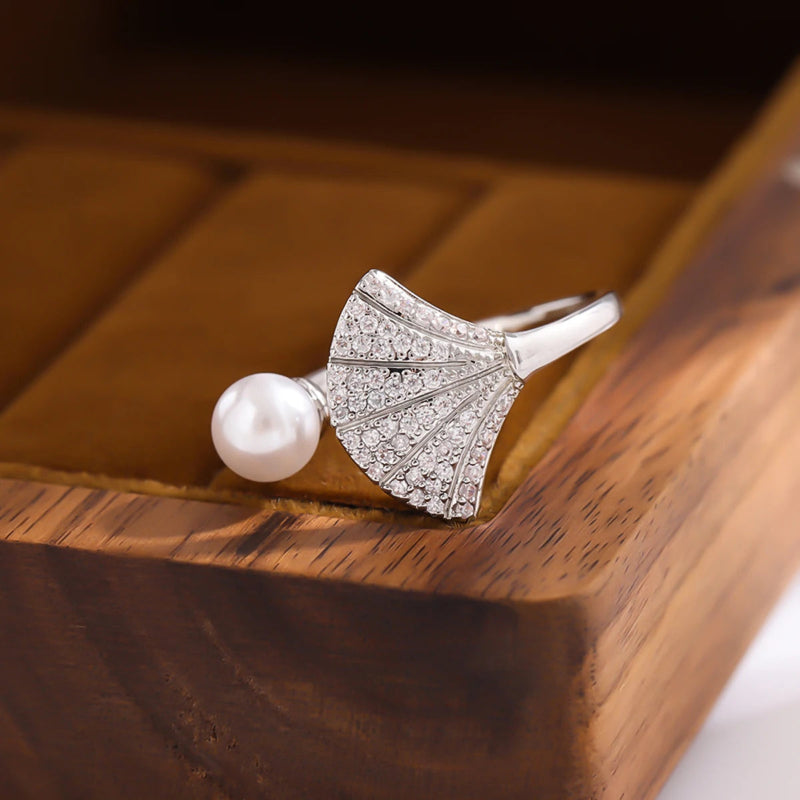 Ring Jakobsmuschel und Perle Muschel
