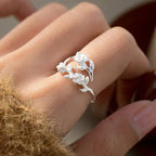 Ring mit verflochtenen Rosen, Silber