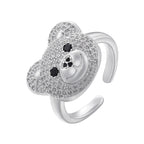 Bärenring mit Stein in Silber und Weiß
