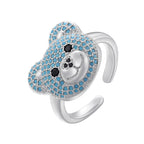 Bärenring mit Stein in Silber und Blau