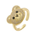 Bärenring mit Stein in Gold und Weiß