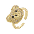Bärenring mit Stein in Gold und Weiß